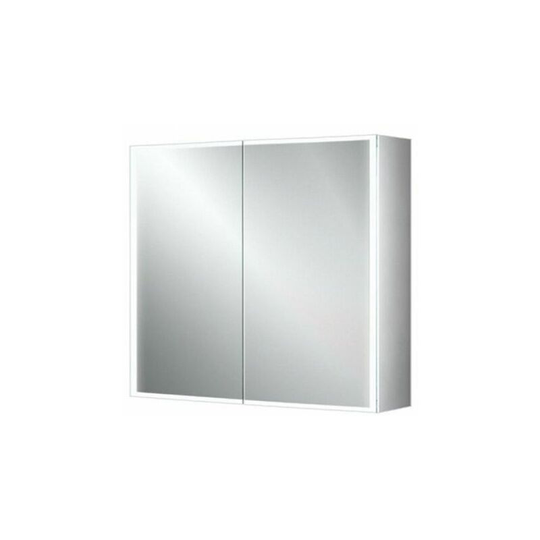 HIB - Qubic 60 led Illuminated Aluminium Mirror Cabinet - 600mm Wide - 46500 - Aluminium