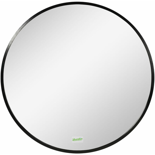Round Bathroom Mirror, Modern Wall Mirror Aluminium Frame, 50x50 cm - Black - Kleankin