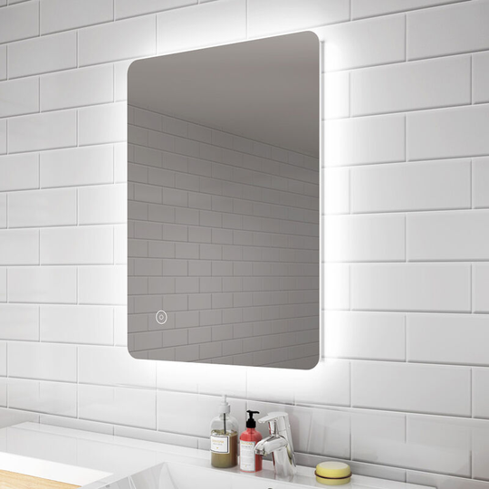 800 x 500mm Modern Backlit led Illuminated Bathroom Mirror with Touch Switch and Demister (1PCE) - Elegant