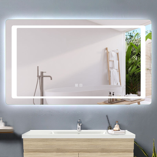 Acezanble - 120x70cm anti-fog bathroom mirror, horizontal or vertical led mirror, double touch switch