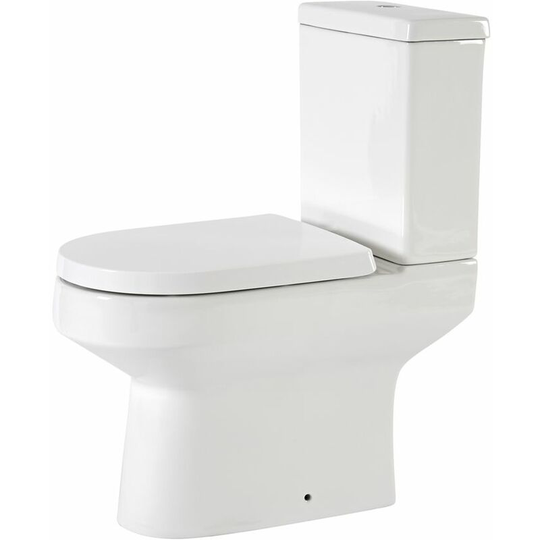 Milano Ballam - White Ceramic Modern Close Coupled Bathroom Toilet Pan WC and Cistern with Soft Close Seat