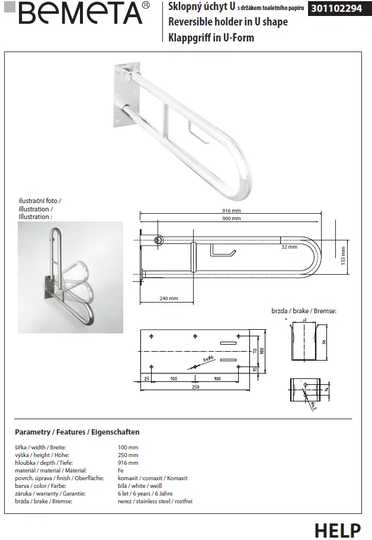 Help 76cm Grab Bar