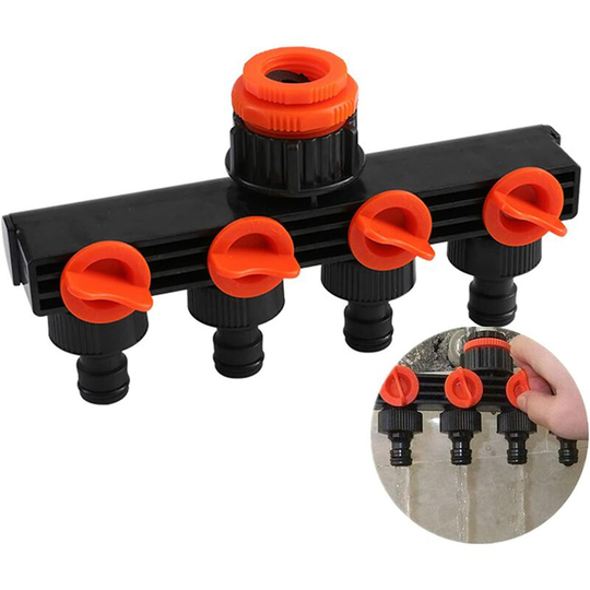 Y Tap Selector 4 Outlet Valves, 4 Way Distributor Tap Connector Hose Diverter for Adjustable Lockable Water Flow, Garden Irrigation #2