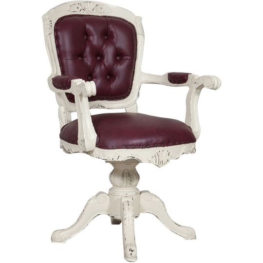 Swivel solid mahogany made walnut finish W65xDP55xH105 cm sized armchair