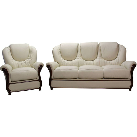 Mississippi 3 Seater + Armchair Genuine Italian Cream Leather Sofa Suite Offer