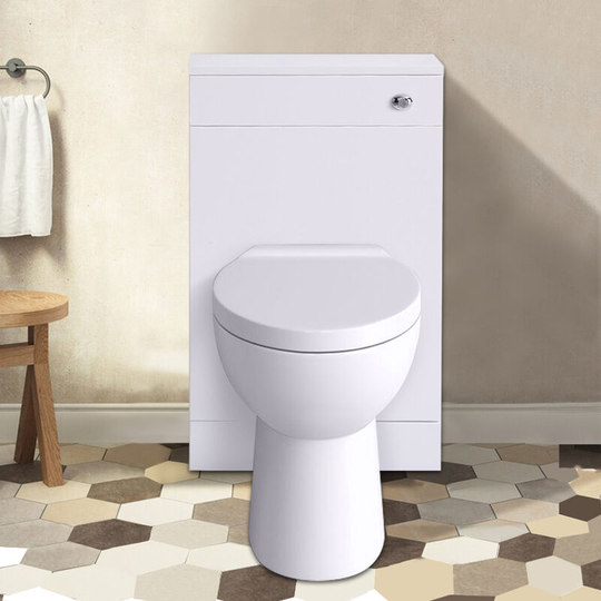 NRG - Bathroom Back to Wall wc Toilet Unit 500mm White Gloss Furniture