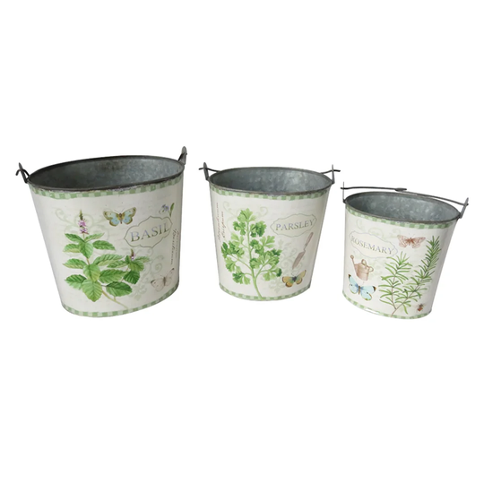 Sabina Herb 3 Piece Metal Plant Pot Set
