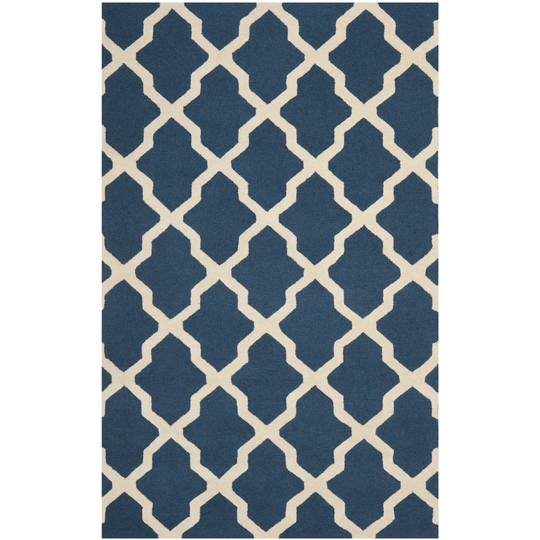 Darbonne Handmade Tufted Wool Navy Blue/Ivory Rug