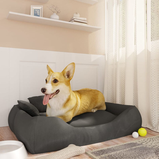 Dog Cushion with Pillows Dark Grey 75x58x18 cm Oxford Fabric