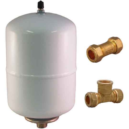 Varem - 2 Litre Water Heater Expansion Vessel Kit (Kit a) Bundled with 15mm Tee Alternative