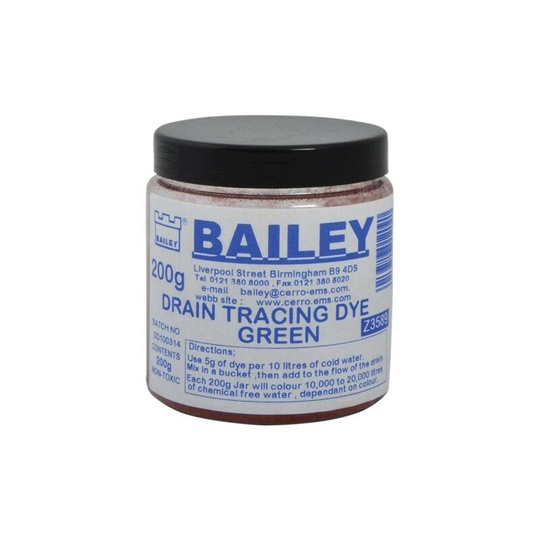 3589 Drain Tracking Dye Low Light 200g 8oz - Fluoresceine Green BAI3589 - Bailey