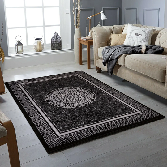 Nia Dhurrie Grey/Black Rug