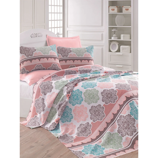 Burchett Turquoise/Salmon/Cream Duvet Cover