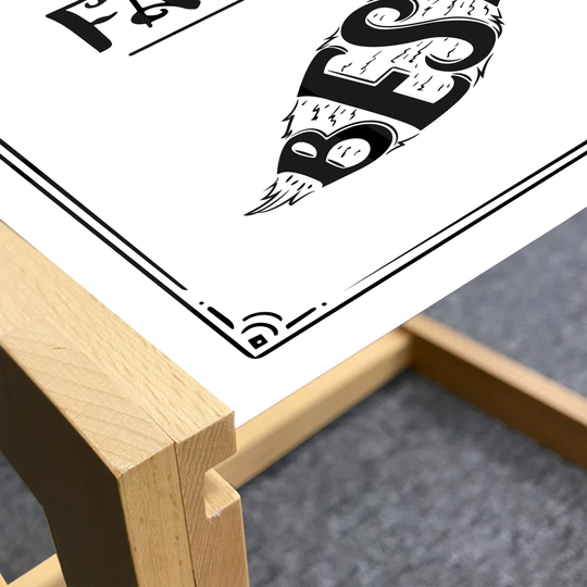 Father''s Day Coffee Table, Monochrome Illustration Of Happy Father''s Day Calligraphy In A Frame, Acrylic Glass Center Table With Wooden Frame For Of