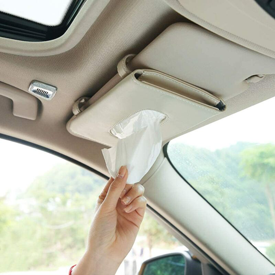 Car Sun Visor Tissue Holder, Car Mask Holder, Sun Visor Towel Holder, Car Mask Dispenser, Premium Quality Car Tissue Box for Car, Vehicle (Beige)