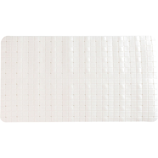 Asupermall - Not-Slip Bathtub Mat pvc Shower Mat Strong Suction Cups Drain Holes Soft Washable Bathroom Rug Shower Mat 15x28 Inch - White