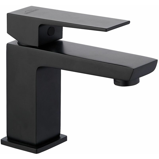 Invena - Rectangle Shaped Basin Faucet Bathroom Black Brass Ceramic Mixer Deck Mounted