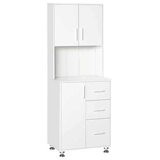 Modern Kitchen Cupboard With Storage Cabinets, 3 Drawers And Open Countertop For Living Room