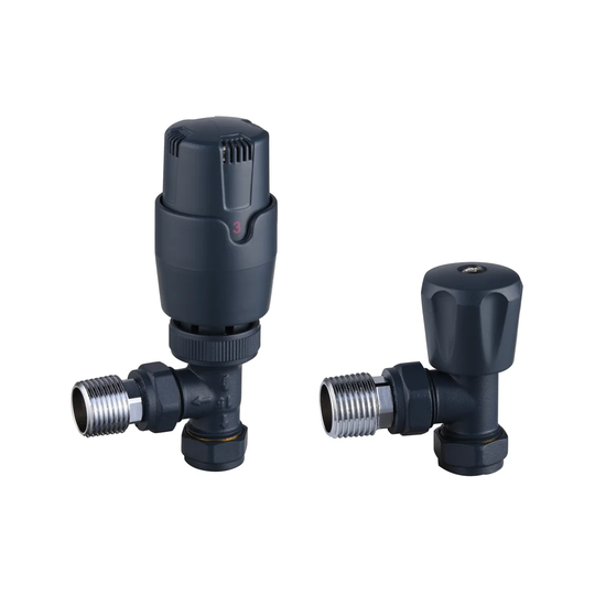 Holst Bathroom KRA-195 Thermostatic Radiator Angled Valves: Anthracite Grey
