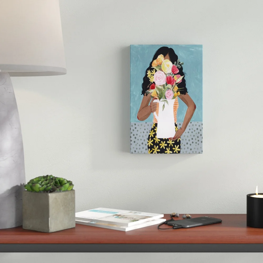 Flower Vase Girl I by Grace Popp - Wrapped Canvas Painting Print
