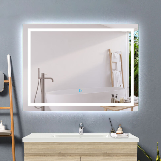 Acezanble - 100x60cm anti-fog bathroom mirror, horizontal or vertical led mirror, touch switch