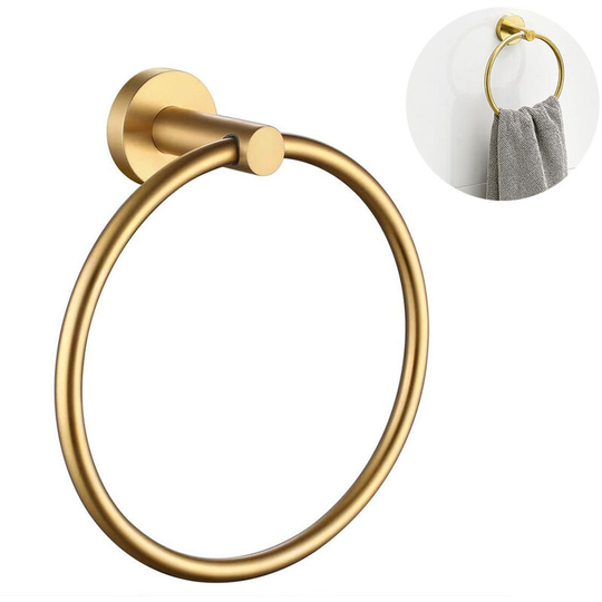 Towel Ring for Bathroom 1 Pack, Kitchen Bath Circle Towel Holder Hangers Wall Mount Heavy Duty Storage Stainless Steel-Gold