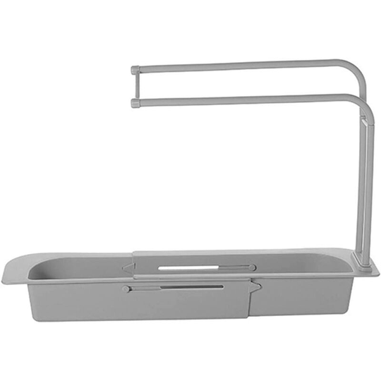 Multifunction Telescopic Sink Shelf Multifunctional Extendable Sink Shelf Sink Shelf Home Kitchen Sink Shelf Adjustable Drain Basket Shelf (Gray)