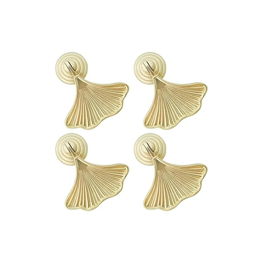 4 Pcs Decorative Golden Leaf Shape Knob Door Handle Cabinet Drawer Cupboard Pull Dresser Single Hole Knobs Handles for Kitchen Furniture Cabinet