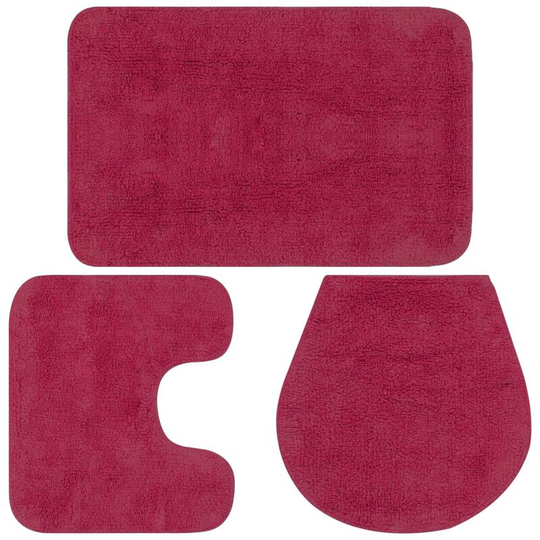 Devenirriche - Bathroom Mat Set 3 Pieces Fabric Fuchsia - Pink