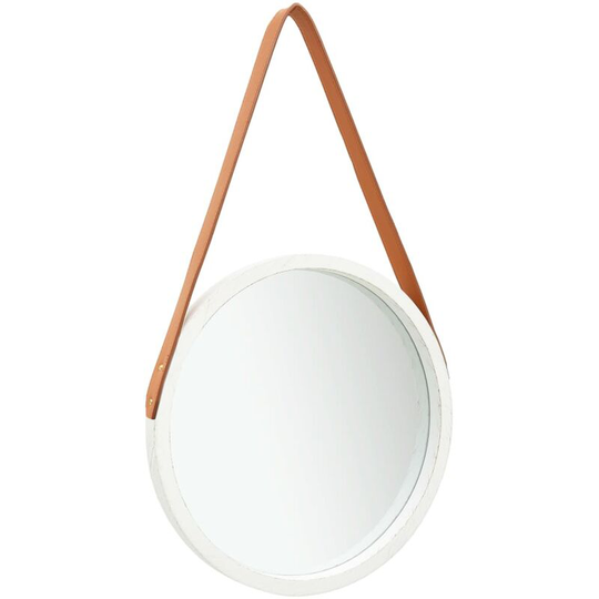 Wall Mirror with Strap 40 cm White - Hommoo