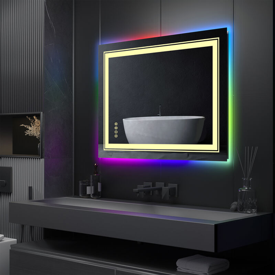 800x600 Large Illuminated Led Bathroom Mirror with Demister Pad Rectangle rgb Backlit Touch Sensor Switch