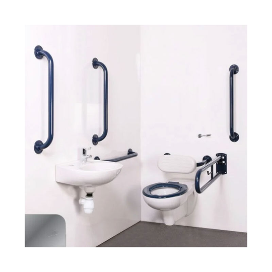 Nyma pro Wall Hung Doc m Pack Concealed Fixings White - 5 x Polished Grab Rails - Nymas