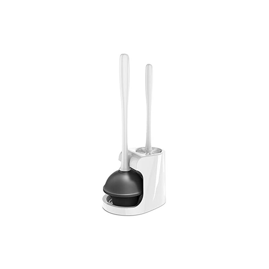 Toilet Plunger and Toilet Brush Set for Bathroom Cleaning, White, 1 Set