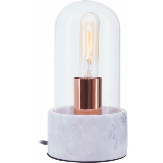 Bathroom Light Bulb Bell Shape Practical Glass Lampshade Glass Bell Jar With Copper Bulb Durable Glass Lamp Base 12 x 12 x 24 - Premier Housewares