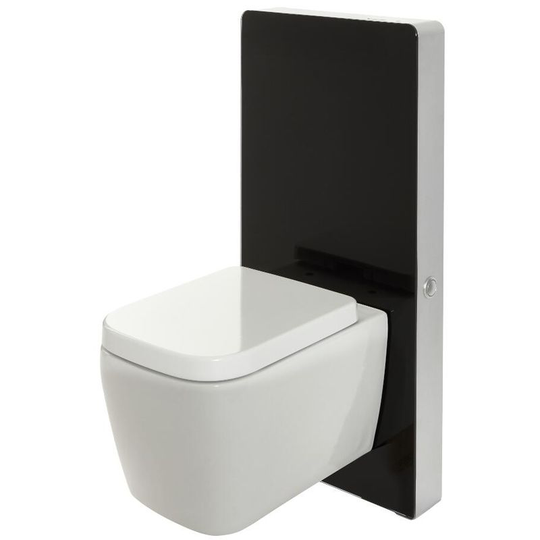 Milano - Arca - Black 483mm Bathroom Toilet wc Unit with Wall Hung Square Pan, Cistern and Soft Close Seat