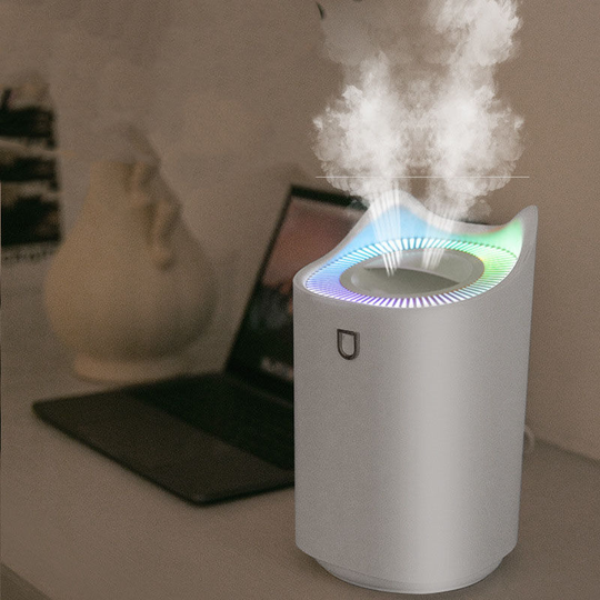 Perleraregb - Ultra Quiet usb Air Humidifier with 7 led Colors and 2 Desktop Spray Ports (3L)