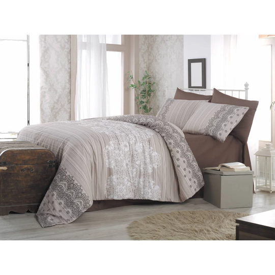 Gaige Beige 100% Cotton Duvet Cover Set