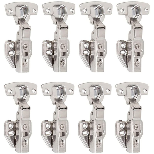 100 Degree Full Cover Hinges with Built-in Damper Self Closing Mechanism Hinge for Kitchen Door Cabinets Set of 8(wide bend)
