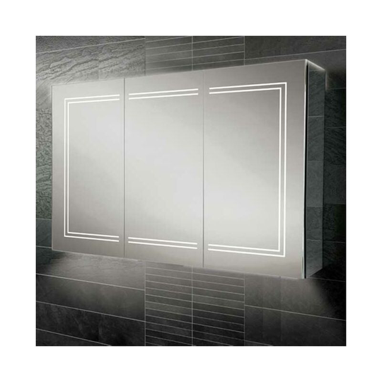 HiB Edge 120 Aluminium LED Triple Door Bathroom Cabinet 700mm H x 1200mm W x 140mm D