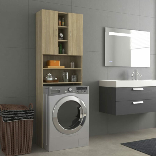 Asupermall - Washing Machine Cabinet Sonoma Oak 64x25.5x190 cm