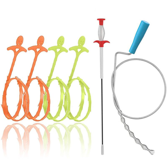 6 in 1 Sink Cleaner, Drain Auger, Hair Catcher, Cleaning Tools for Kitchen Sink, Bathroom, Tub, Toilet, Clogged Drains, Dredge, Sewer Pipe