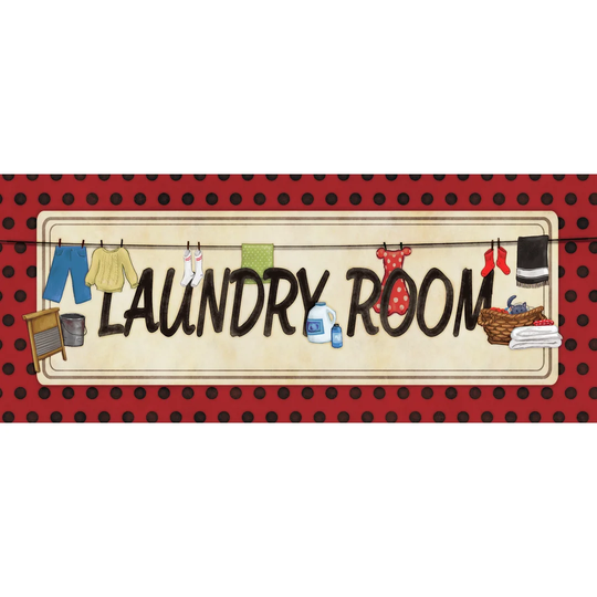 Laundry Room Red - Wrapped Canvas Textual Art Print