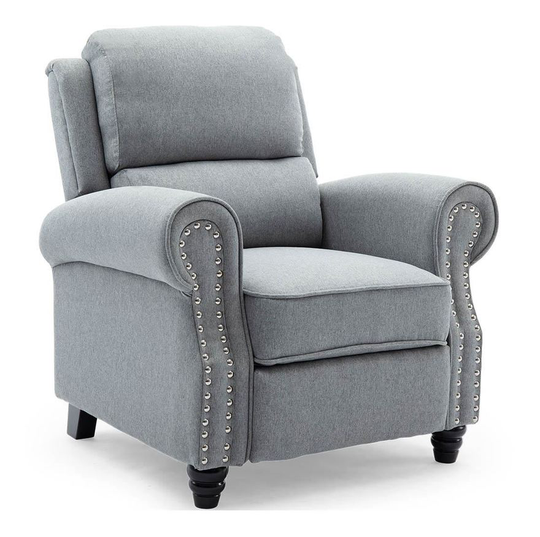 Duxford linen fabric pushback recliner armchair sofa occasional CHAIR[Grey,RC1-2070-030-040-GREY,Fabric]