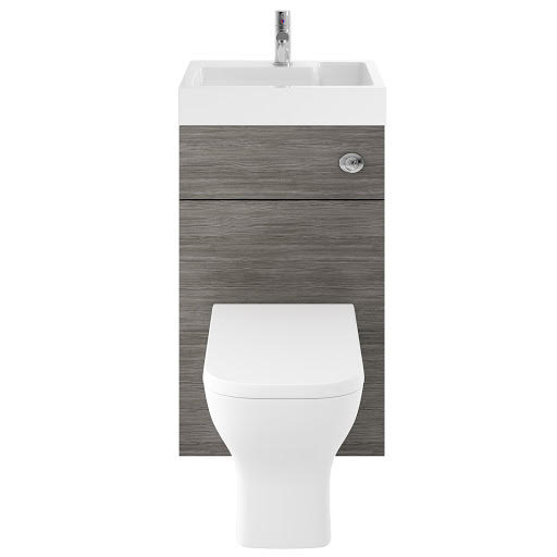 Vasari Vista Brown Grey Avola 2 in 1 Toilet and Basin Combination Unit 500mm Width