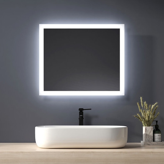 Led Bathroom Mirror 500x600mm Modern Illuminated Wall Mounted Mirror with Mechanical Switch + Demister + 2 light colors - Heilmetz