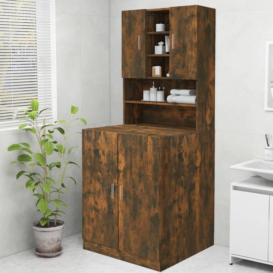 Asupermall - Washing Machine Cabinet Smoked Oak 70.5x25.5x90 cm