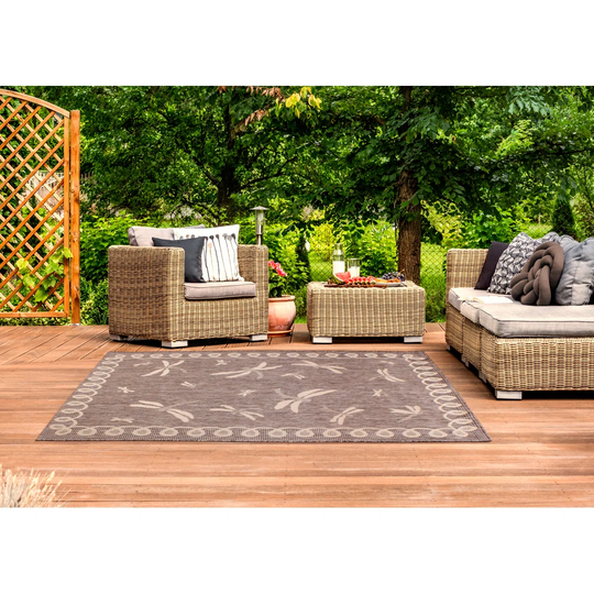 Pryce Terrace Dragonfly Tufted Grey/Beige Rug