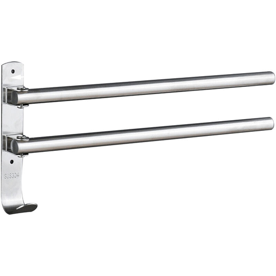 Swivel Out Towel Racks with Hooks 2-Bars Foldable Arms Bath Towel Hanger Wall Mount Towel Bar Stainless Steel Towel Holder Organizer for Bathroom