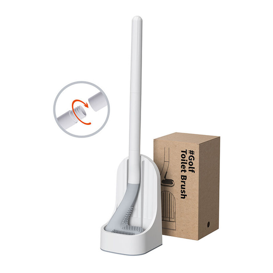 360° Flexible Silicone Toilet Brush -Betterlife With Long Handle - For Bathroom and Stand Kit - Silicone (White)
