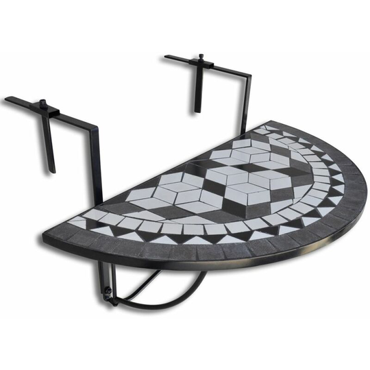 Hanging Balcony Table Black and White Mosaic VDTD26362 - Topdeal